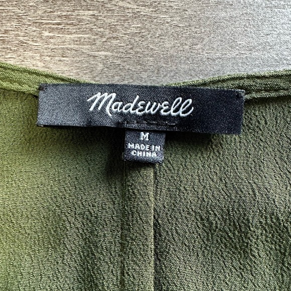 Madewell Heather Button Front Dress Green Medium - Picture 8 of 14